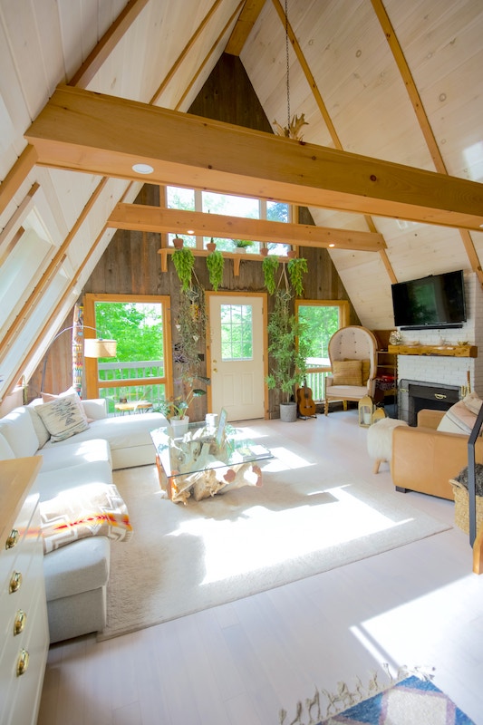 Interior of a-frame house